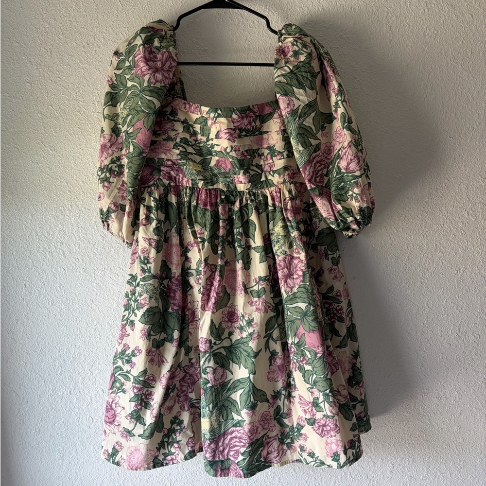 abercrombie and fitch emerson poplin puff sleeve mini dress purple floral
